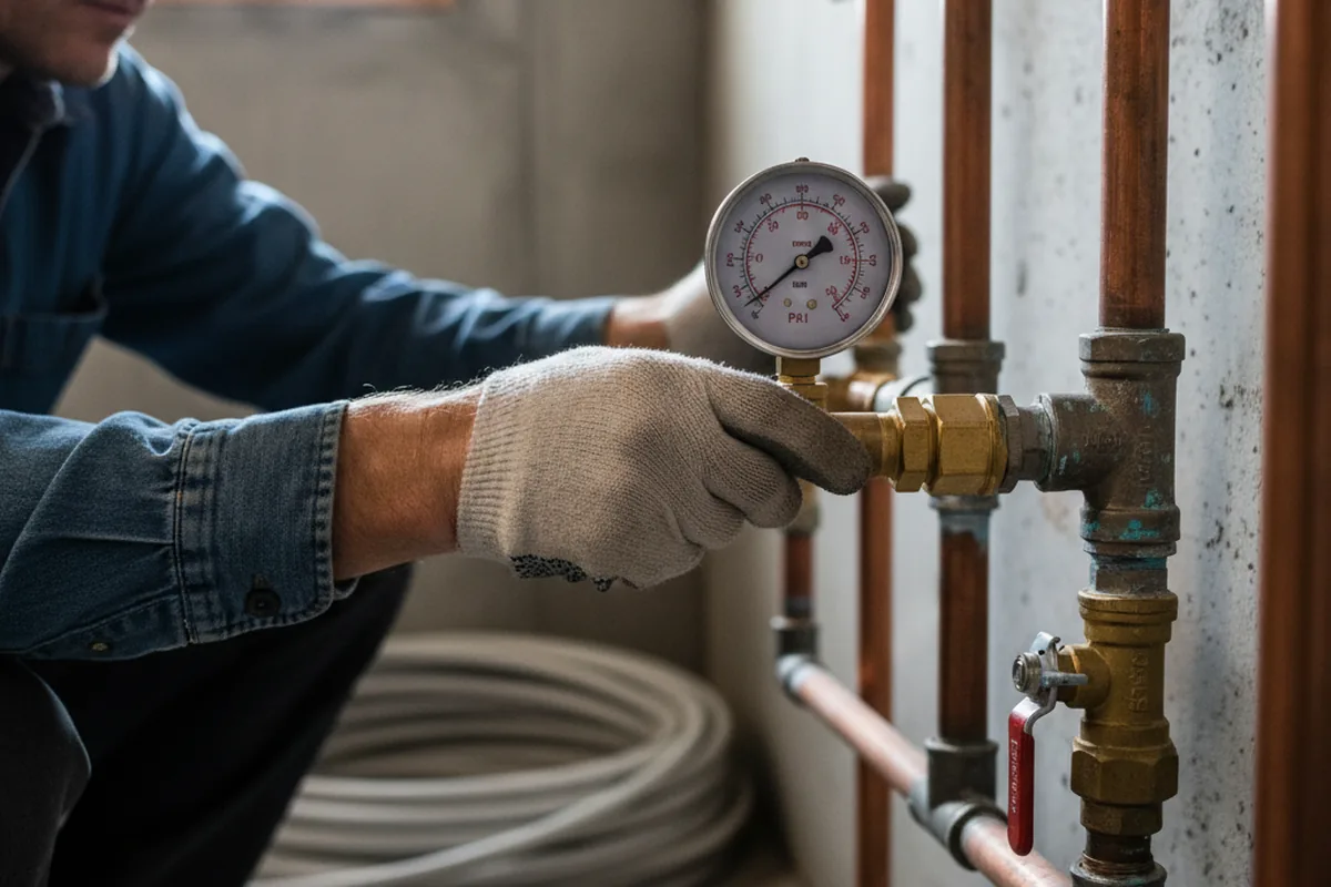 Pressure testing a repaired line during Water Line Repair in Ocala